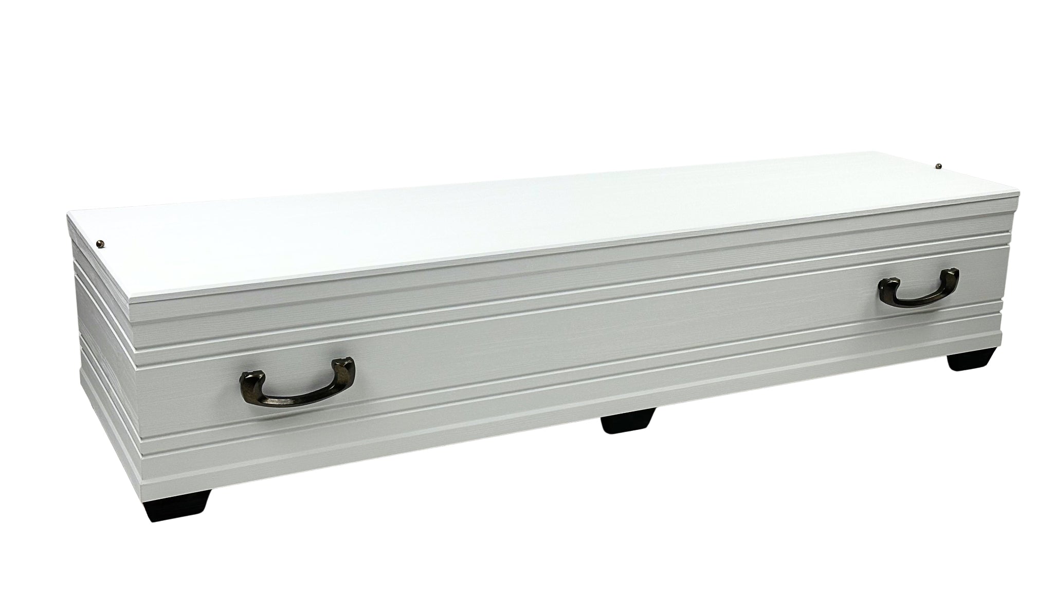 Lyon coffin in dark walnut wood decor with flat lid